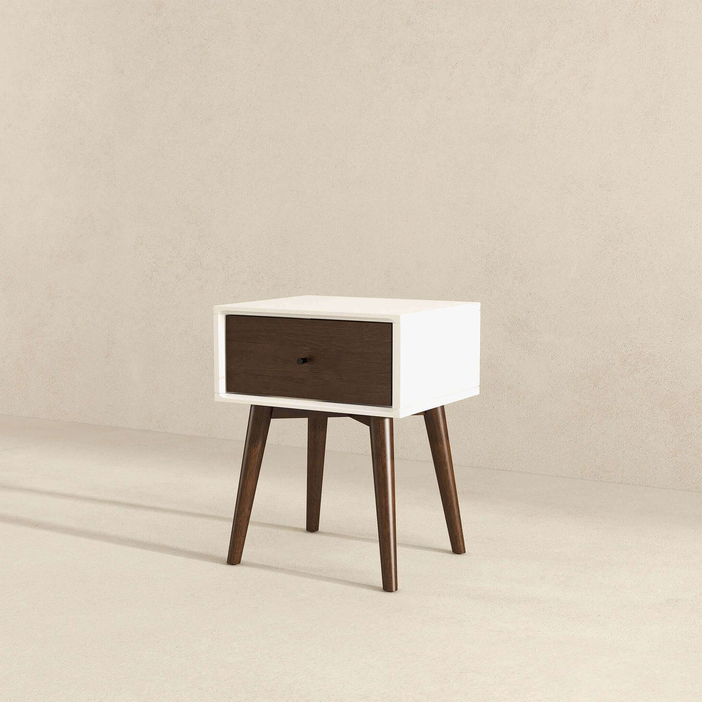 Avery - Night Stand 1 Drawer - Dark Brown / White