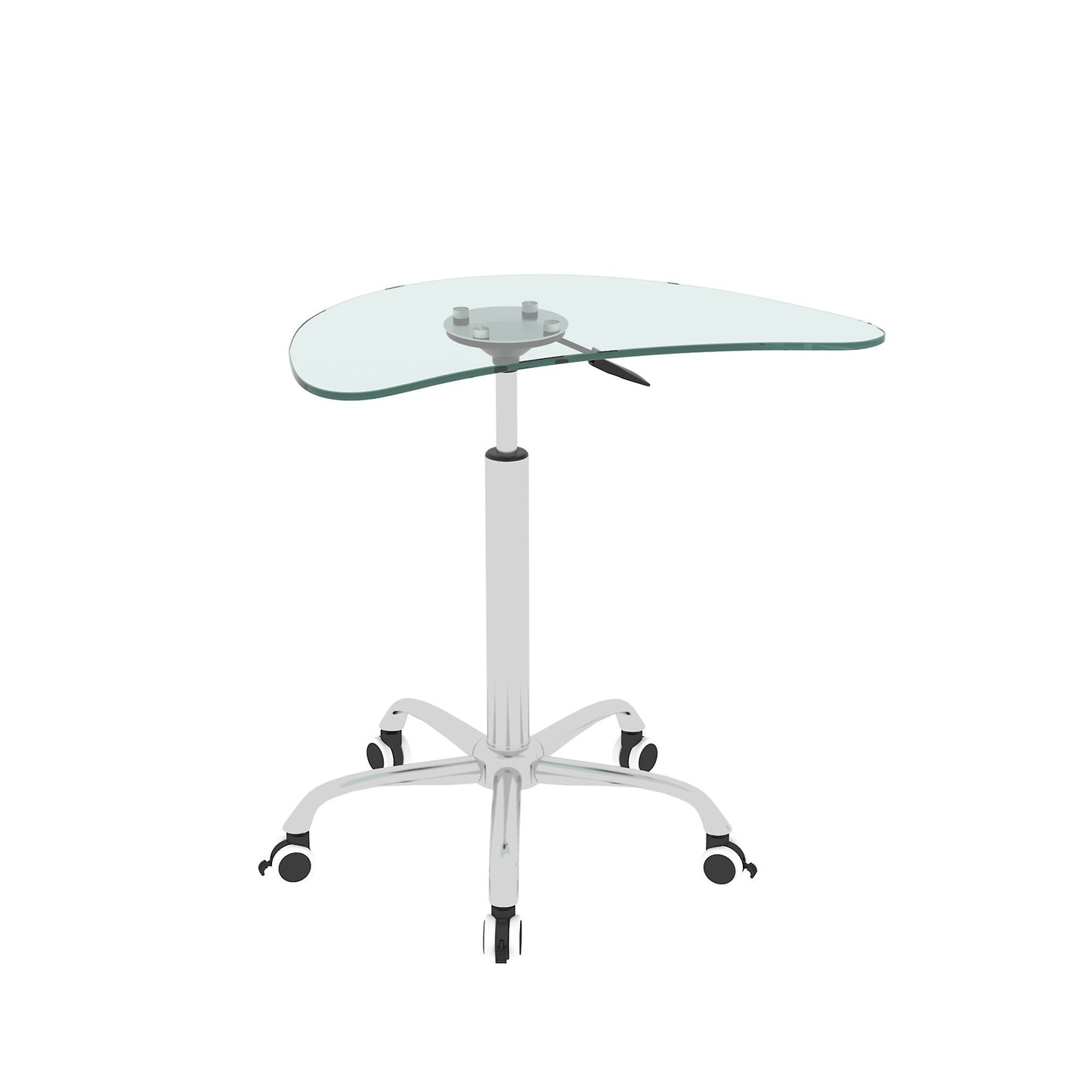 Adjustable Height Black Tempered Glass Table Desk Table With Lockable Wheels