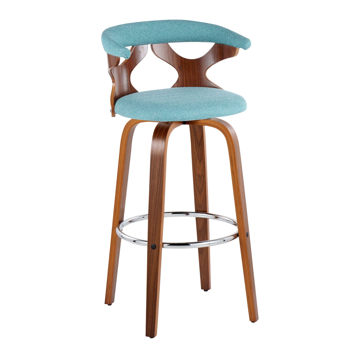 Gardenia - Mid Century Modern Fixed Height Barstool With Swivel With Round Footrest (Set of 2)