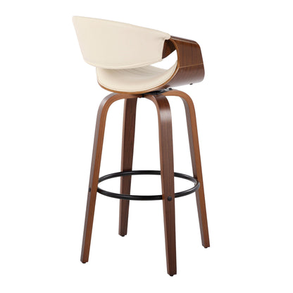 Symphony - Mid Century Modern Fixed Height Barstool With Swivel And Round Footrest (Set of 2)