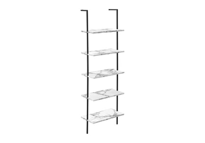 Bookshelf, Bookcase, Etagere, Ladder, 5 Tier, For Office, Marble Look Contemporary & Modern