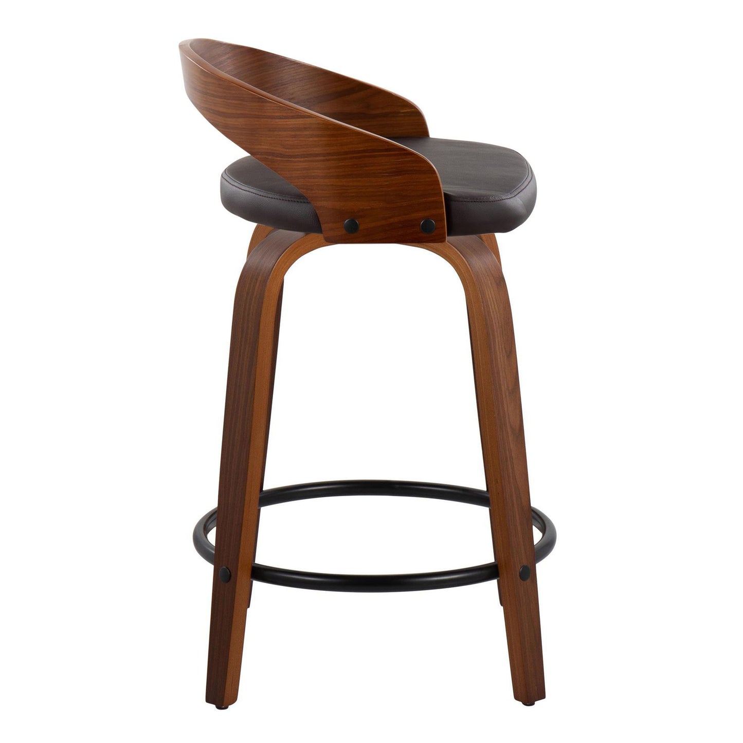 Grotto - Mid-Century Modern Fixed Height Counter Stool & Swivel With Round Footrest (Set of 2)