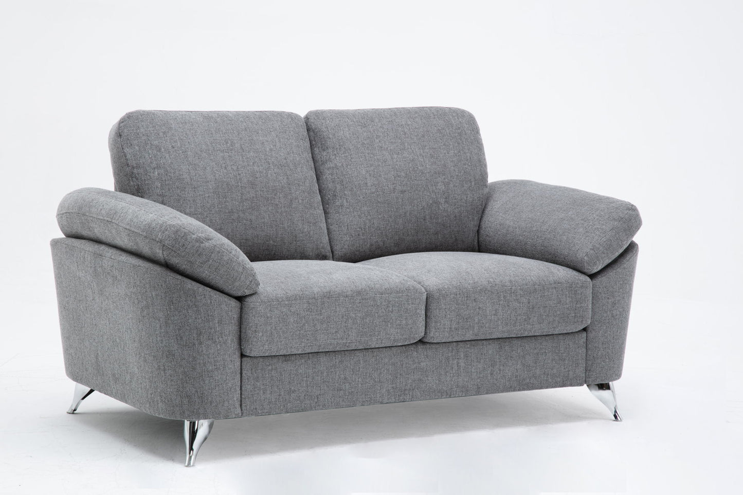 Villanelle - Loveseat With Chrome Finish Legs - Light Gray