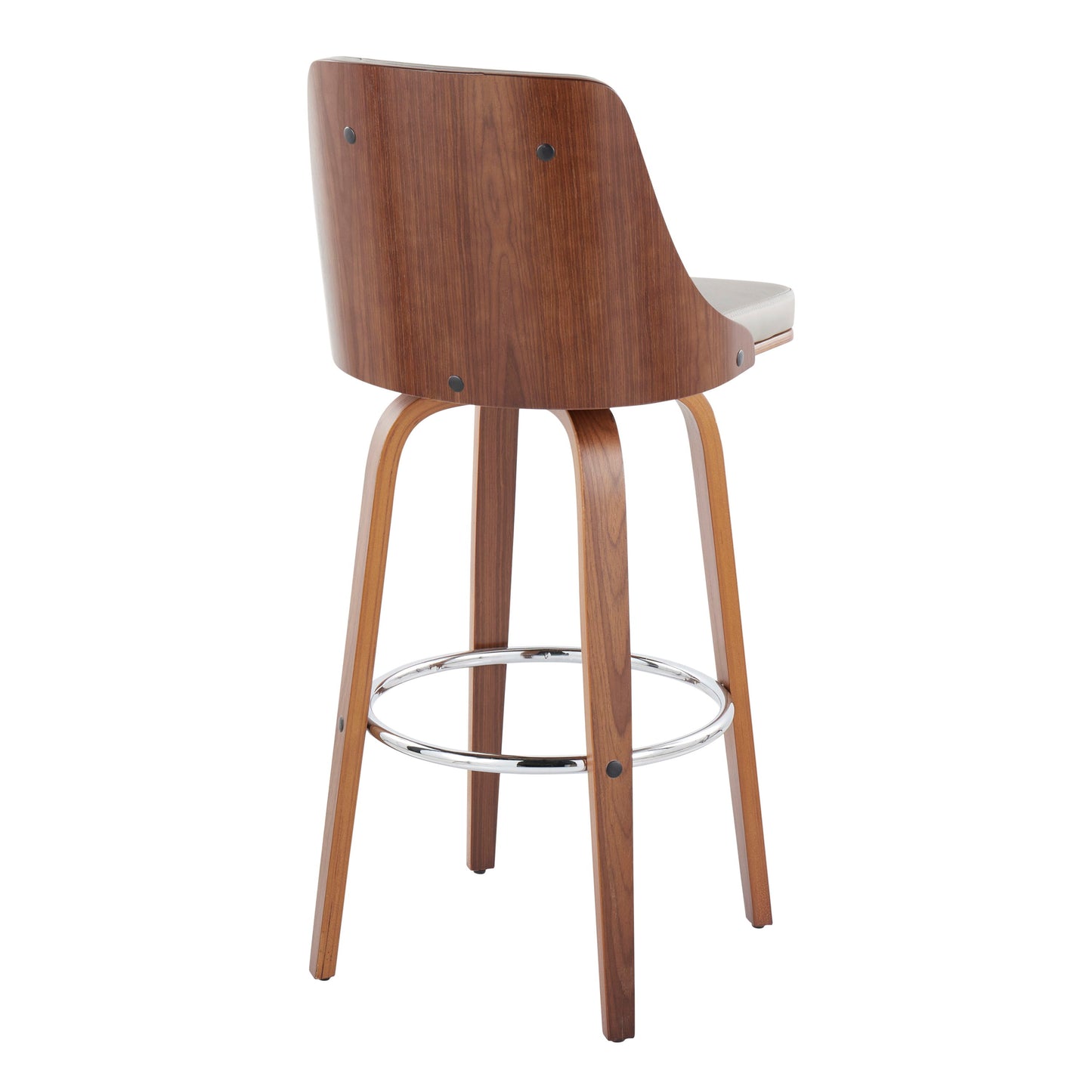 Gianna - Mid Century Modern Fixed Height Barstool With Swivel With Round Footrest (Set of 2)