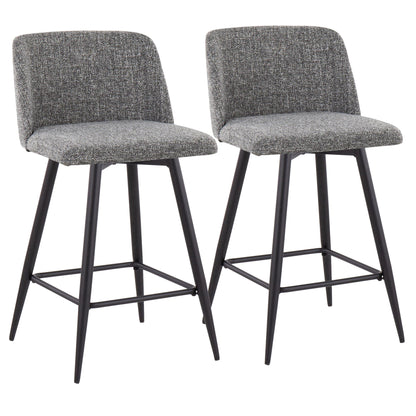 Toriano - Contemporary Fixed Height Counter Comfort Stool With Swivel With Square Footrest (Set of 2)