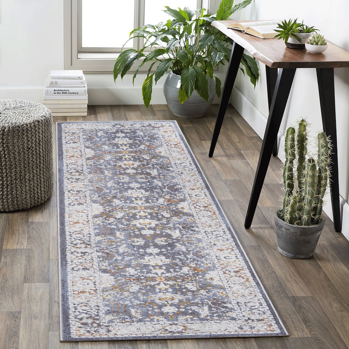 2' x 8' Traditional Non-Shedding Stylish And Stain Resistant Area Rug - Blue