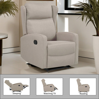 Rocking Recliner Chair For Living Room, Adjustable Modern Recliner Chair, Recliner Sofa With Lumbar Support, Classic And Traditional Recliner Chair With Comfortable Arm And Back Sofa - Light Gray