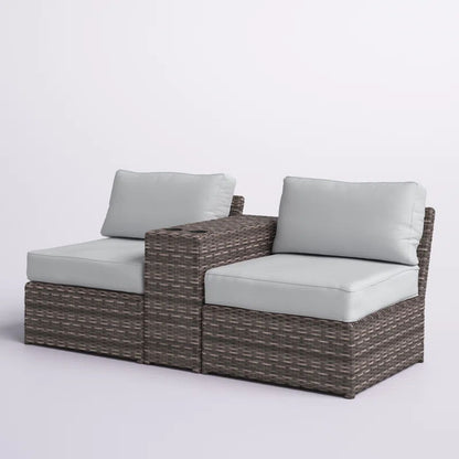 2 Person Seating Set & Cushions - Brown / Gray