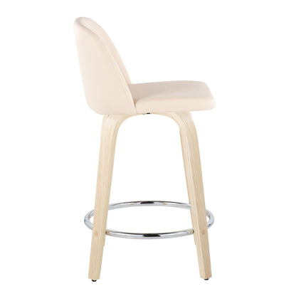 Toriano - Contemporary Fixed Height Counter Stool & Swivel And Round Footrest (Set of 2)