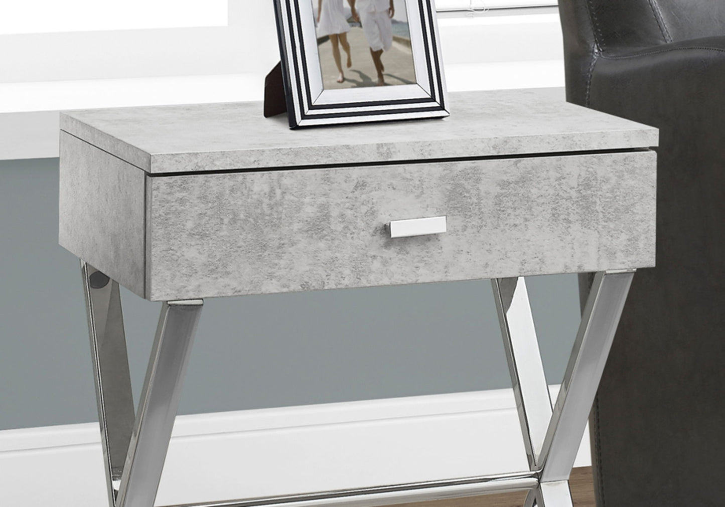 Accent Side X Table, Storage Drawer, Contemporary & Modern