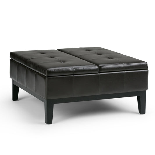 Dover - Square Coffee Table Storage Ottoman - Tanners Brown