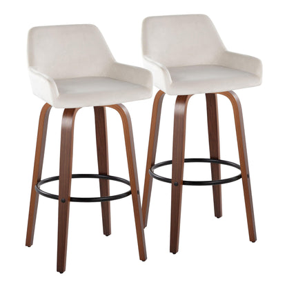 Daniella - Contemporary Fixed Height, Barstool & Swivel And Round Footrest (Set of 2)