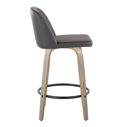 Toriano - Contemporary Fixed Height Counter Stool With Swivel & Round Footrest (Set of 2)