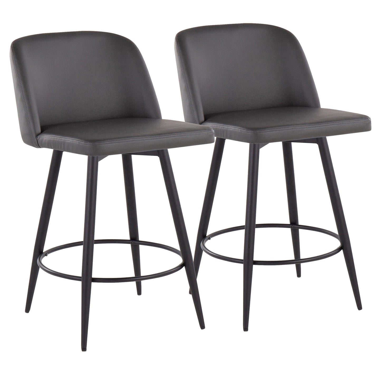 Toriano - Contemporary Fixed-Height, Counter Stool With Swivel With Round Footrest (Set of 2)