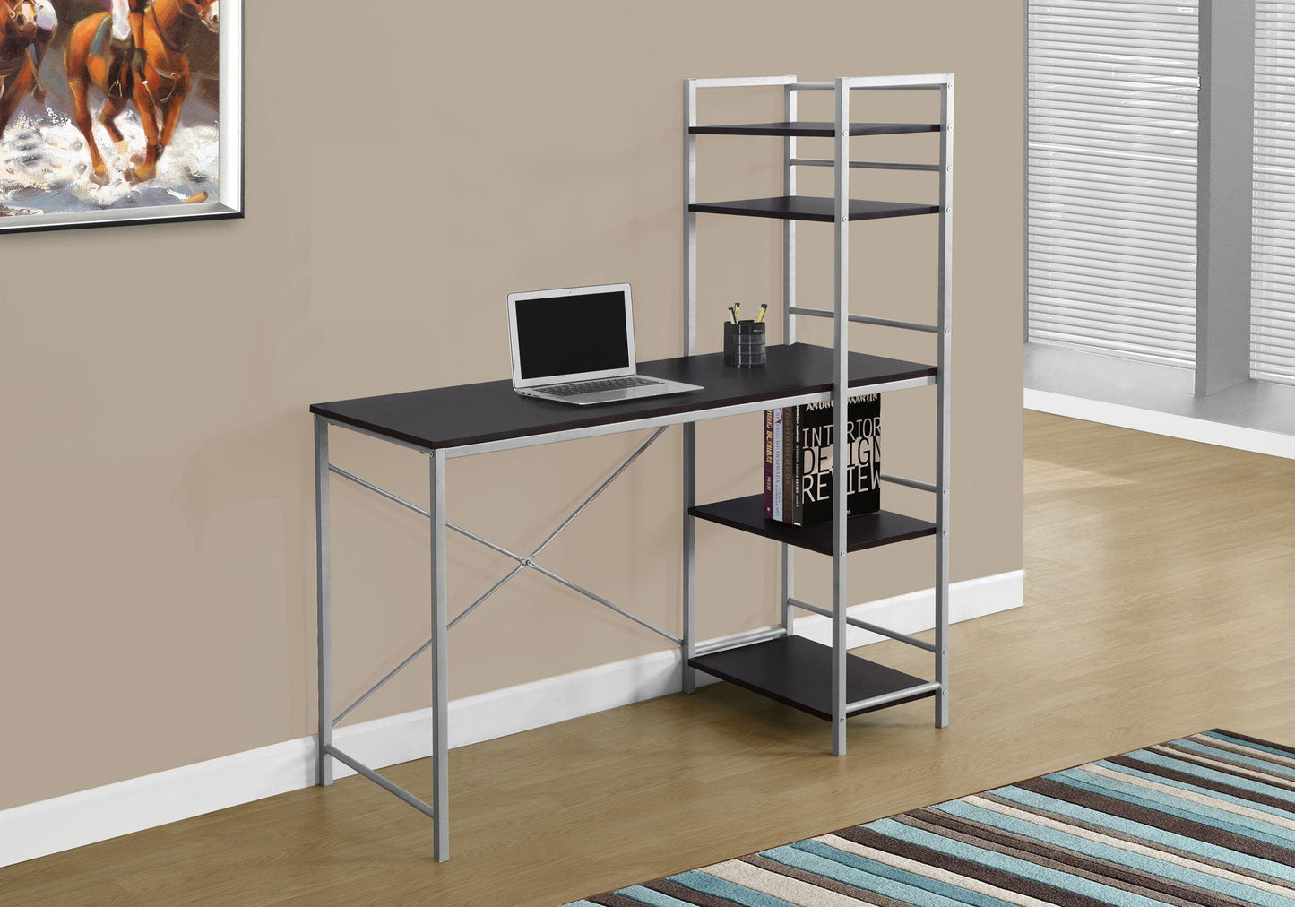 Computer Desk For Home Office, Laptop Storage Shelves