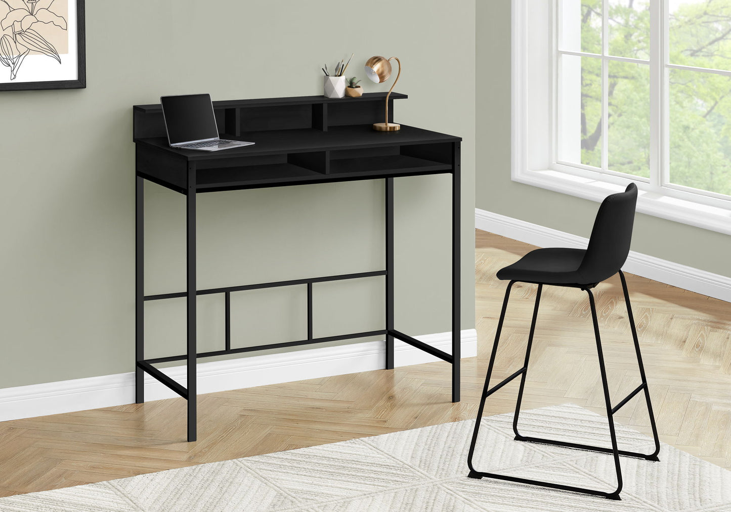 Computer Desk For Home Office, Standing, Storage Shelves, Laptop, Contemporary & Modern