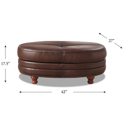 Belfast - Top Grain Leather Oval Ottoman