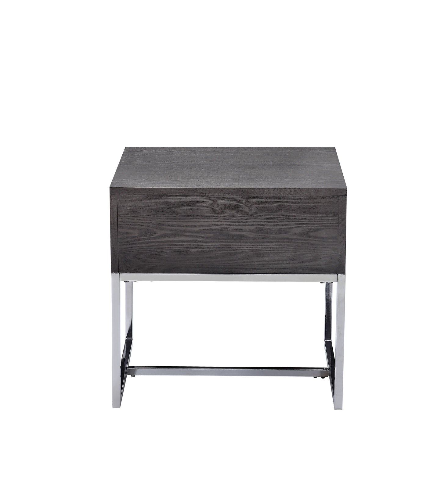 Iban - End Table - Gray Oak / Chrome