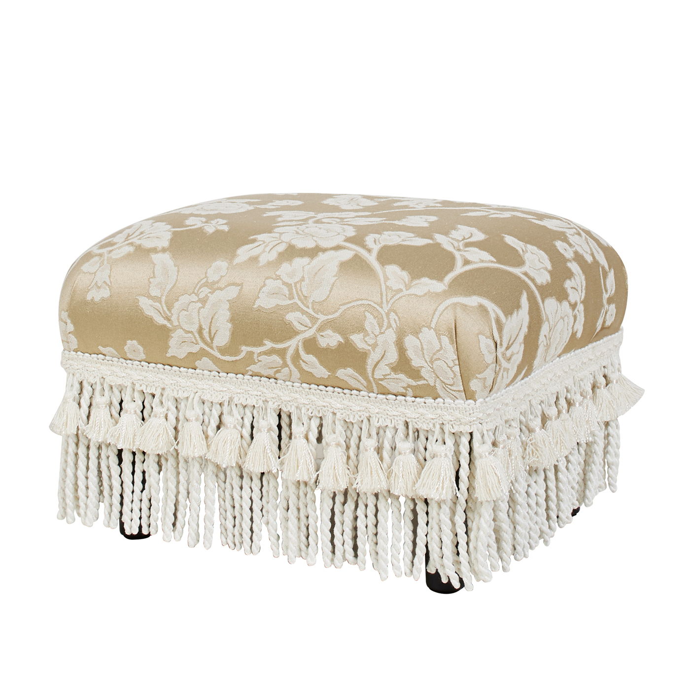 Fiona - Accent Footstool Ottoman - Champagne Beige Floral