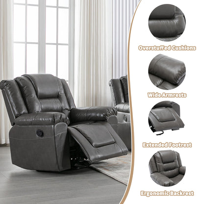 2 Seater Home Theater Recliner Manual Recliner Chair With A Storage Box And Two Cup Holders For Living Room