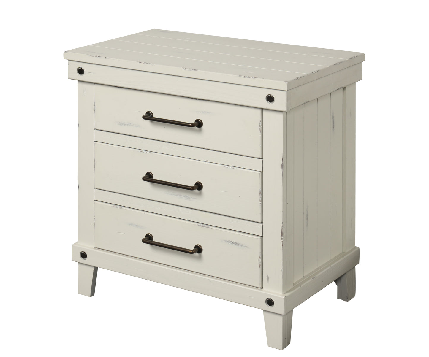 3 Drawer Elegant Nightstand - White