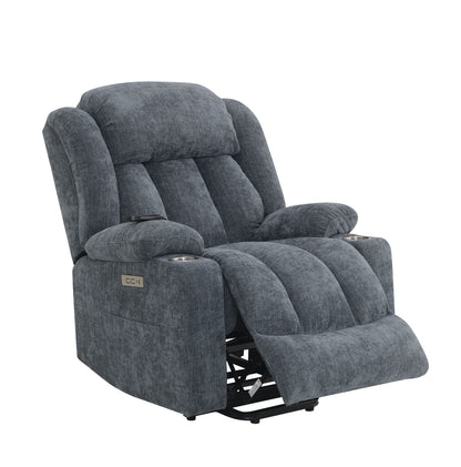 Omarion - Chenille Power Motion Recliner With Lift Heating Massage Function - Blue