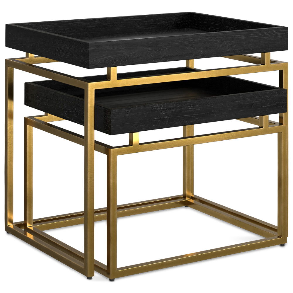 Macy - 2 Pieces Nesting Table - Black / Gold