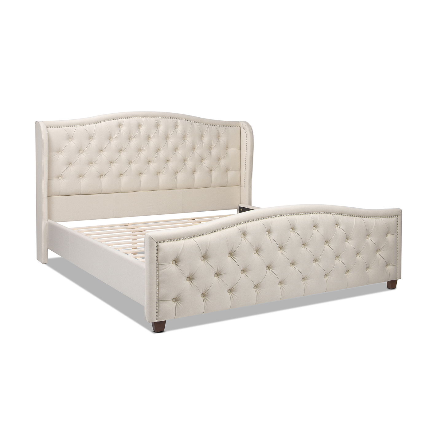 Fontana - Handcrafted Wingback Upholstered Platform Bed Frame