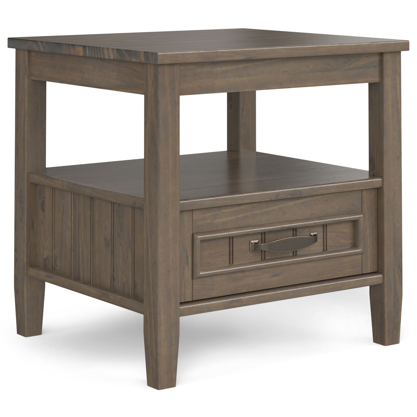 Lev - End Table With Bottom Drawer - Smoky Brown