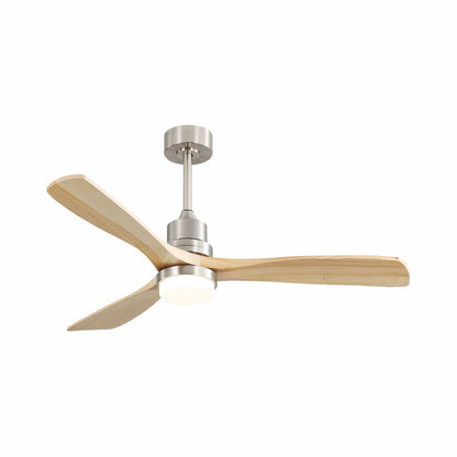 Ceiling Fan With Dimmable LED Light 6 Speed Remote 3 Wood Blade Reversible DC Motor For Bedroom - Brushed Nickel