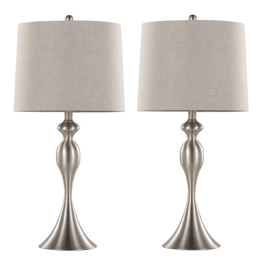 Ashland - Contemporary Table Lamp (Set of 2) - Nickel / Light Gray