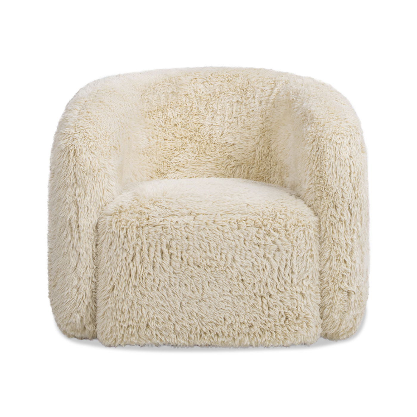 Colt - Fur Swivel Upholstered Barrel Accent Arm Chair - Cream Beige