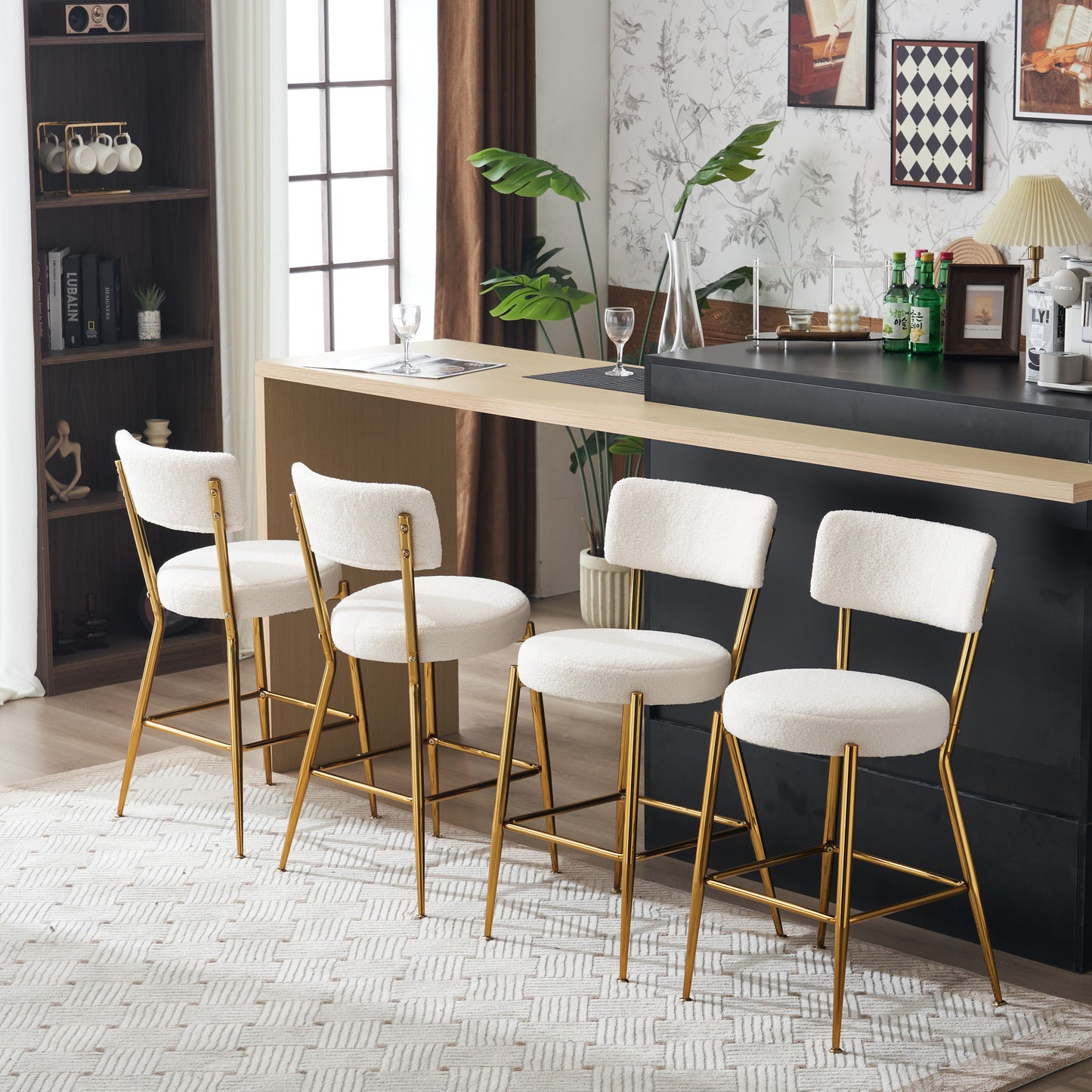 Modern Teddy Fabric Upholstered Bar Stools