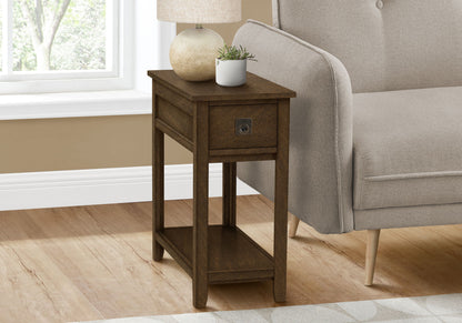 Accent End Table, 2 Tier, Narrow, Lamp, Storage Drawer, Charming Design