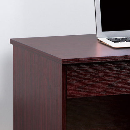 Three Locking Drawers On Metal Glides Student Desk Work Desk Modesty Panel Metal Bar Handles - Mahogany