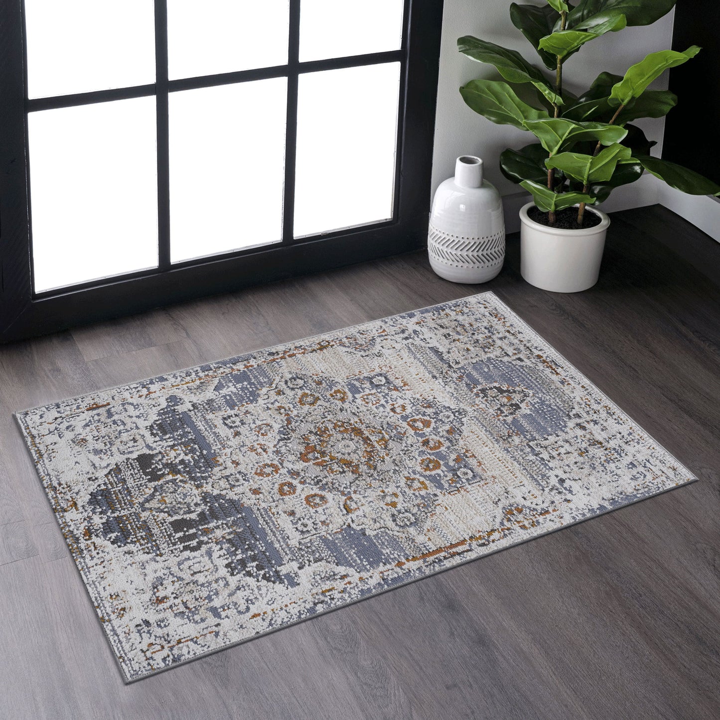 Payas - 2' x 3' Medallion Non-Shedding Stylish And Stain Resistant Area Rug - Cream / Gold