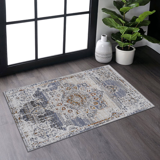 Payas - 2' x 3' Medallion Non-Shedding Stylish And Stain Resistant Area Rug - Cream / Gold