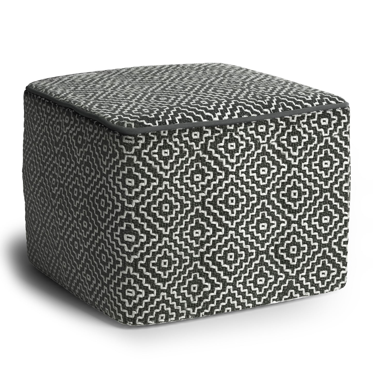 Briella - Square Woven Outdoor / Indoor Pouf - Gray / White