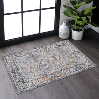 Payas - 2' x 3' Traditional Non-Shedding Stylish And Stain Resistant Area Rug - Ivory / Gray