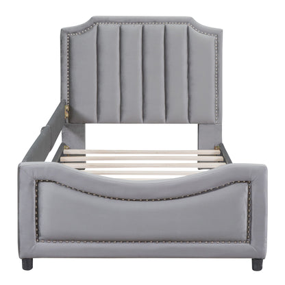 Upholstered Daybed With Classic Stripe Shaped Headboard