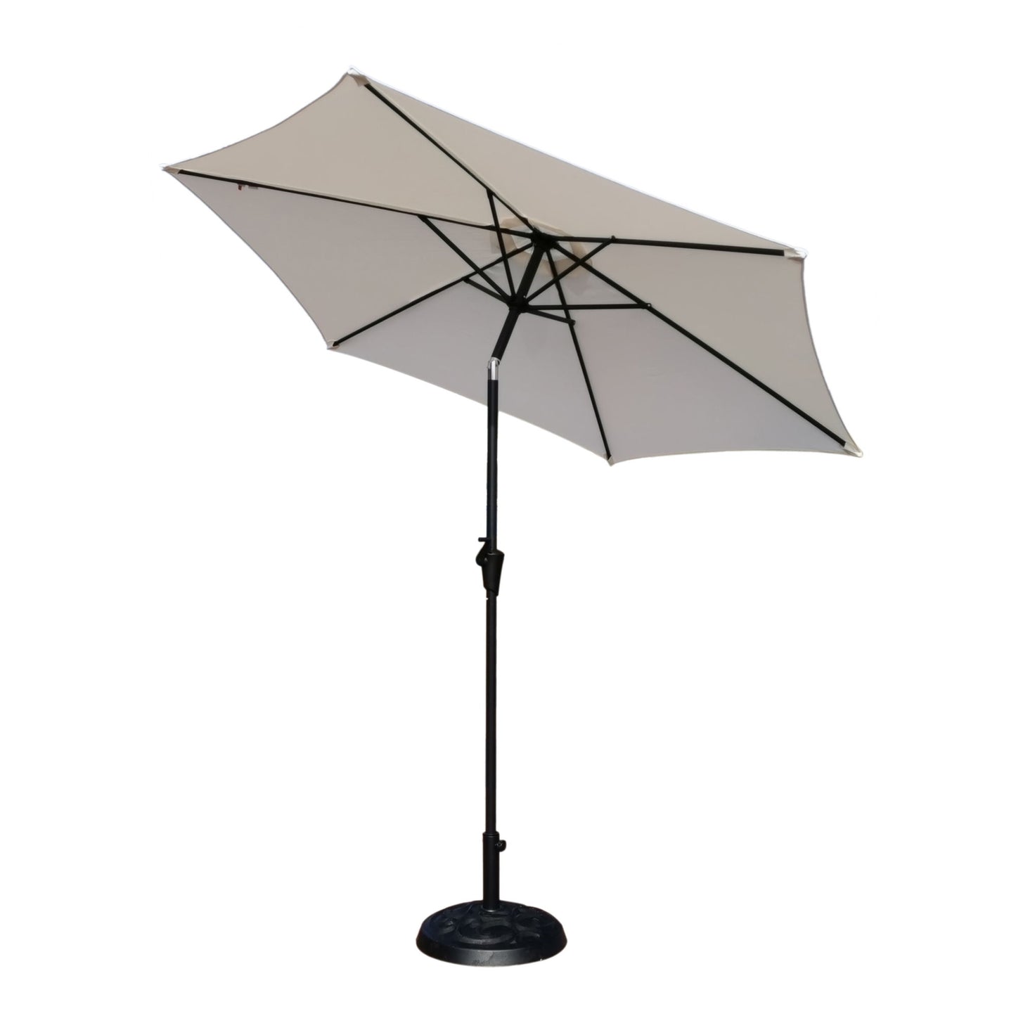 8.8' Outdoor Aluminum Patio Umbrella, Market Umbrella With 33 Pounds Round Resin Umbrella Base Lift