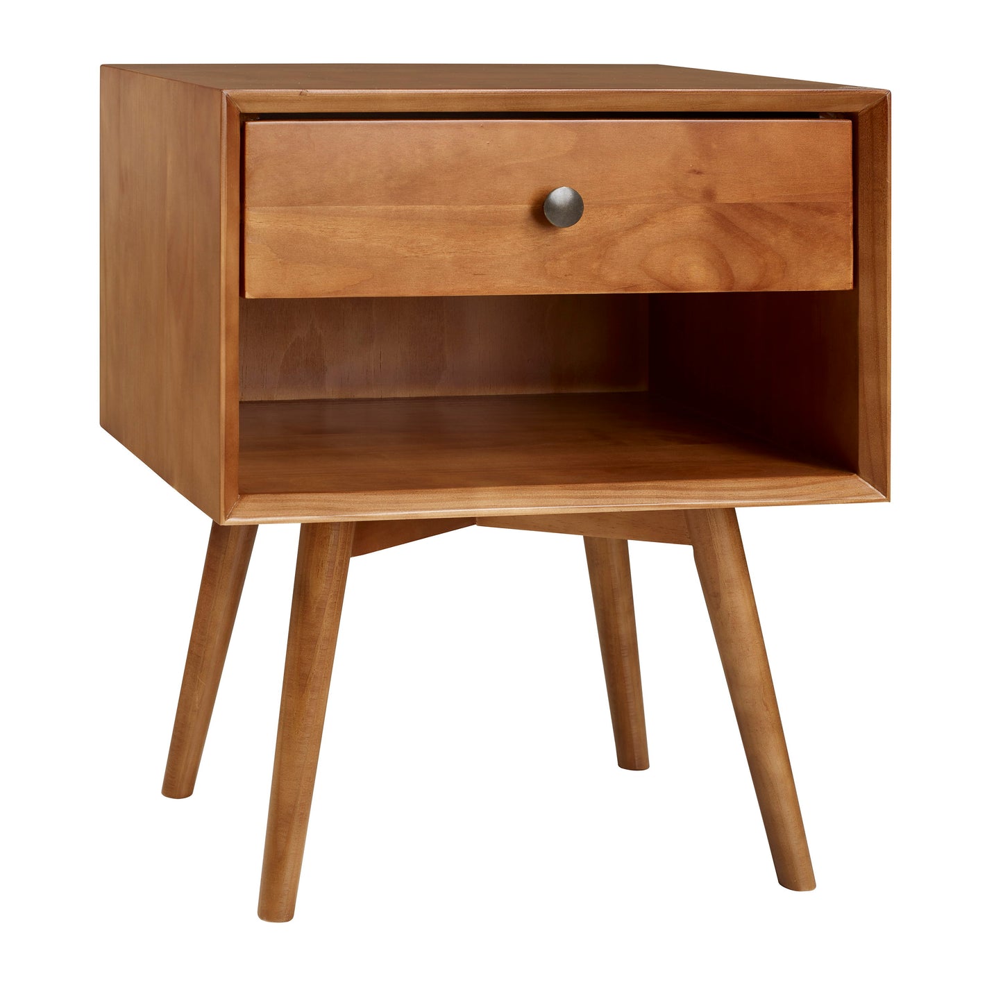 Mid-Century Modern Single Drawer Solid Wood Nightstand