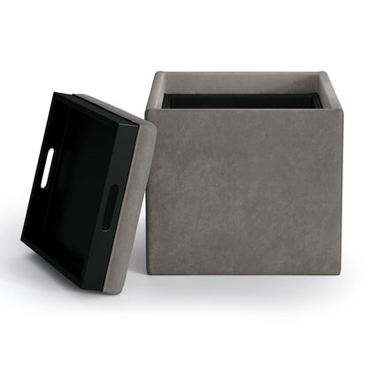 Rockwood - Upholstered Cube Storage Ottoman With Tray