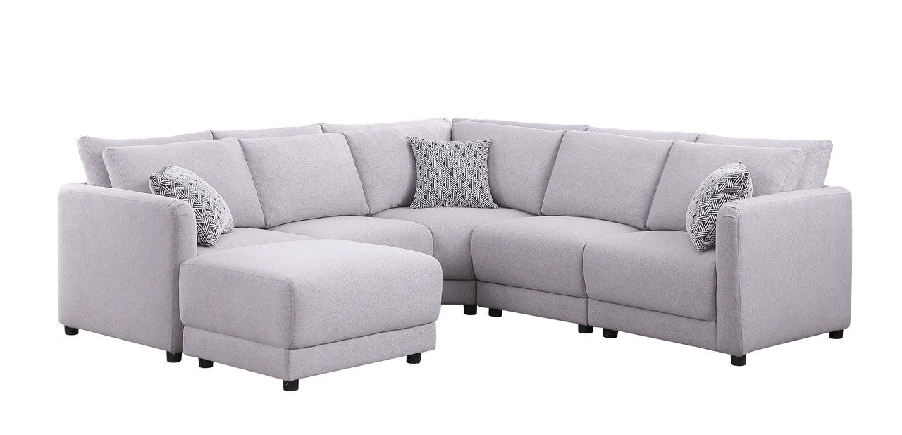 Penelope - Fabric Reversible Modular Sectional Sofa With Ottoman And Pillows