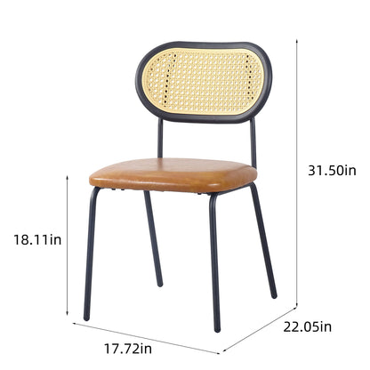 Modern Simple Style Dining Chair PU Leather Metal Pipe Pp Back Dining Room Furniture Chair (Set of 2)