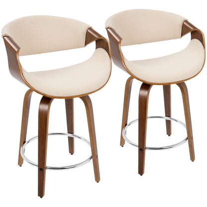 Curvini - Mid Century Modern Counter Stool (Set of 2)