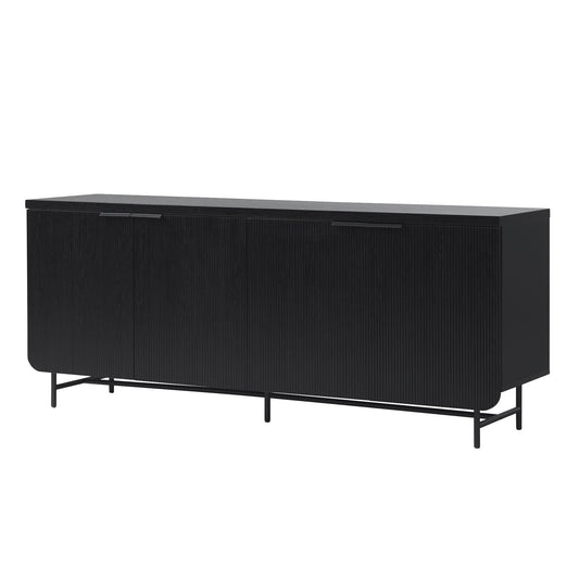 Modern Scandi Fluted Door Sideboard - Black