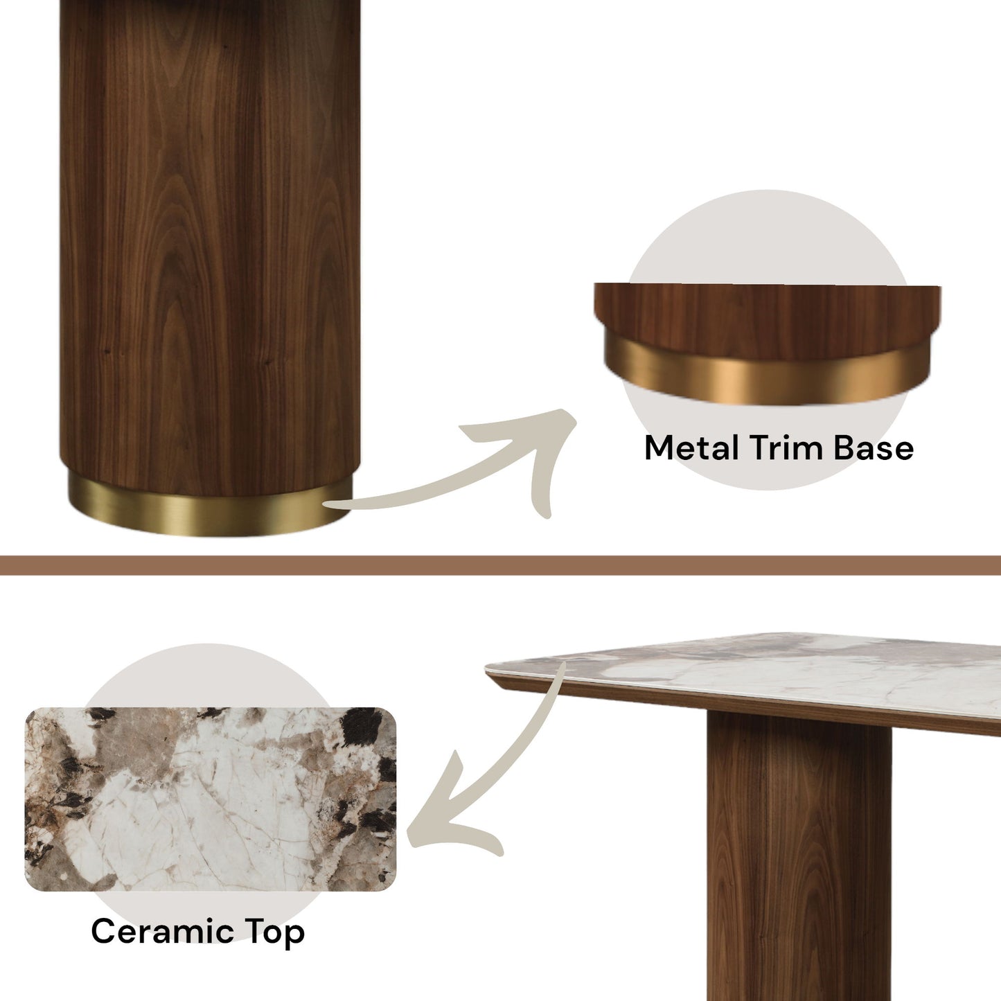 Willene - Ceramic Top Dining Table - Walnut