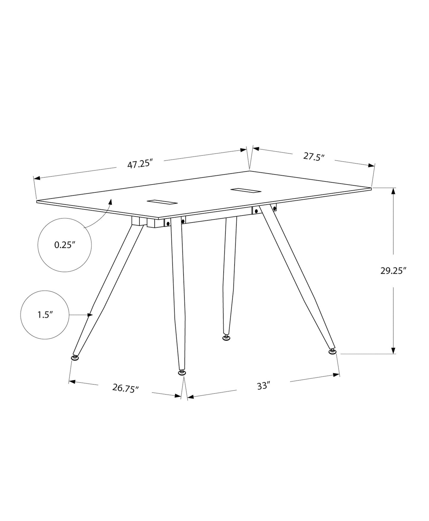 Computer Desk For Home Office, Laptop, Tempered Glass, Contemporary & Modern - White