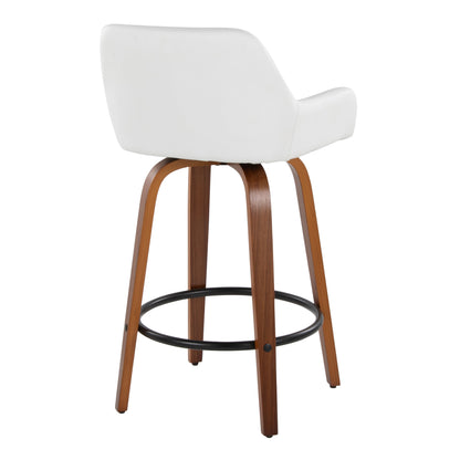 Daniella - Contemporary Fixed Height Counter Stool With Swivel With Round Footrest (Set of 2)